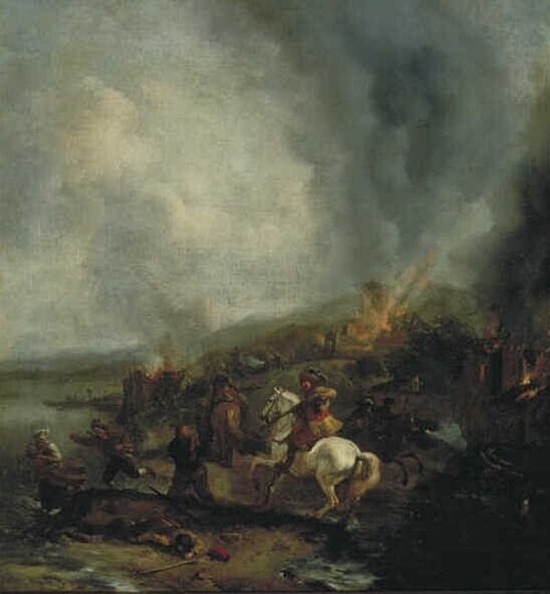 Soldiers Plundering a Village, 1651, Philips Wouwerman