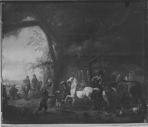 Riders in a stable, 1662, Philips Wouwerman