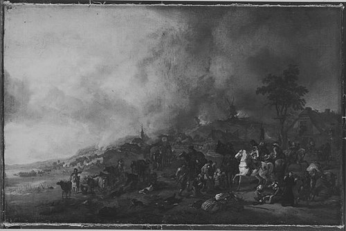 Soldiers plundering a Village, , Philips Wouwerman