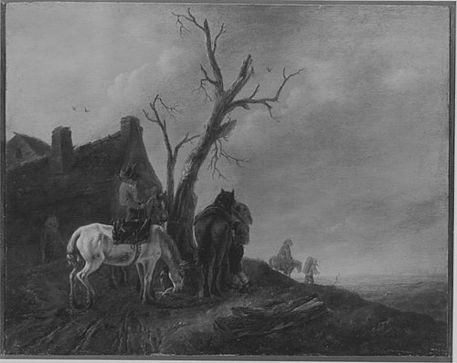 Reiter vor der Schenke (Art des), 1643, Philips Wouwerman