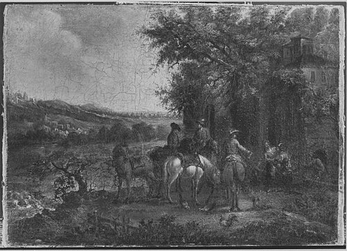Halt vor einer Schenke (Nachahmer), 1643, Philips Wouwerman