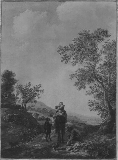 Landschaft mit Jagdgruppe (Art des), 1643, Philips Wouwerman