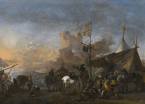 Soldiers and Horses at a Sutler's Tent, 1650, Philips Wouwerman