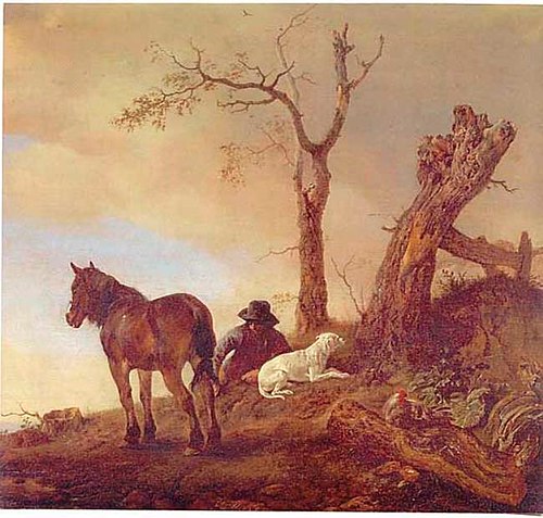 Horseman resting with his dog, 1646, Philips Wouwerman
