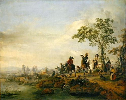 The return home from the hawk hunt, 1659, Philips Wouwerman