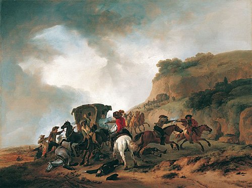 Robbers Attacking a Post-chaise, 1644, Philips Wouwerman
