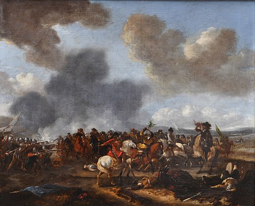 A Cavalry Battle Scene between Polish Hussars and Ottoman forces, 1650, Philips Wouwerman