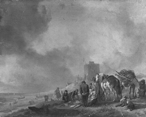 Fishermen on the beach, 1650, Philips Wouwerman