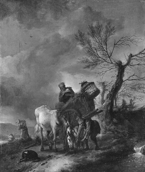 Landscape with peasants and a horse, 1650, Philips Wouwerman