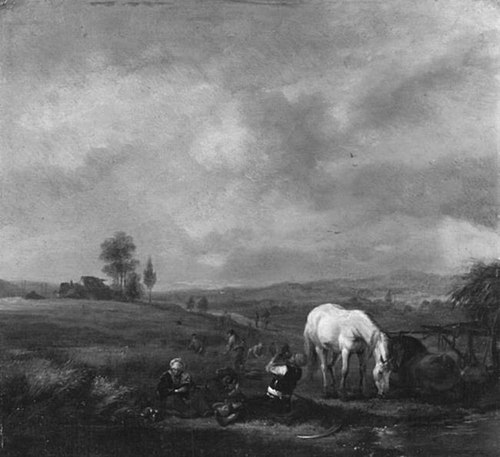 Landscape with lunch pause, 1658, Philips Wouwerman