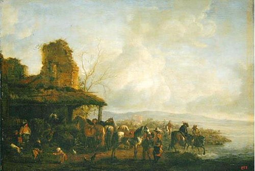 Horse Stable near a Ruin, 1650, Philips Wouwerman