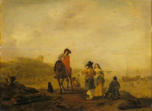 A Conversation by the Sea, 1675, Philips Wouwerman