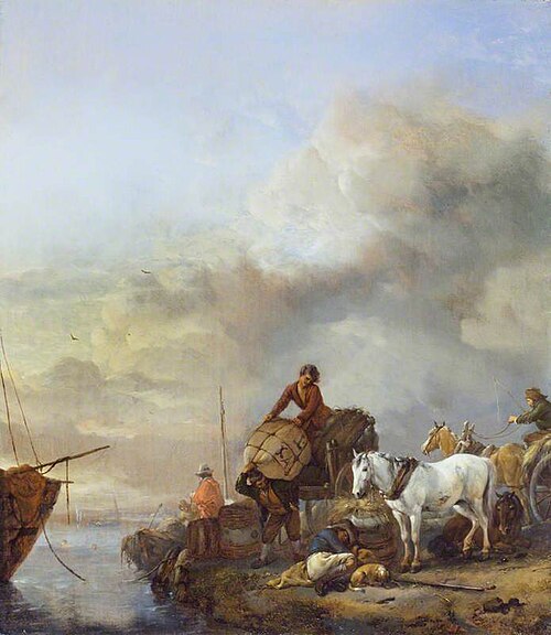 Landing a Boat, 1645, Philips Wouwerman