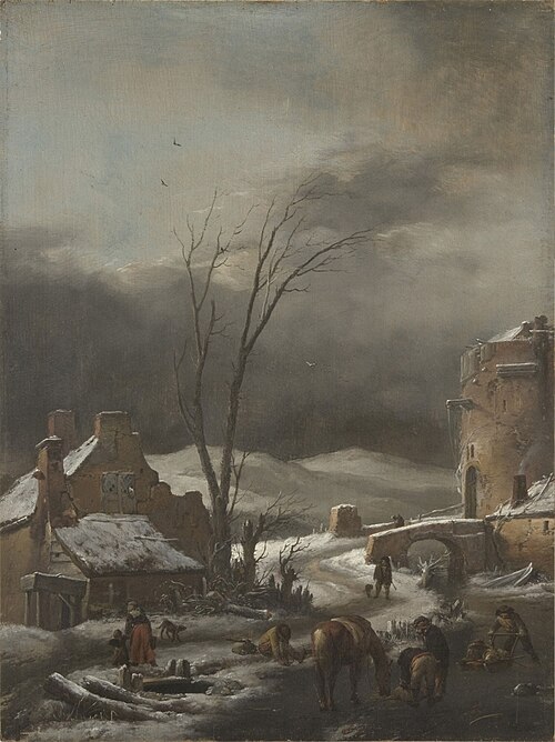 Winter Landscape with a Stone Bridge, 1660, Philips Wouwerman
