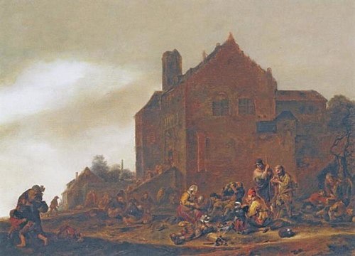 Feeding the beggars, 1660, Philips Wouwerman