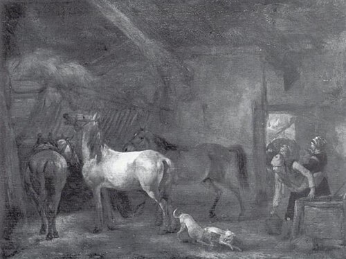 Stable with Three Horses, 1656, Philips Wouwerman