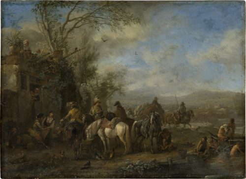 Armed Riders in Front of an Inn, 1660, Philips Wouwerman
