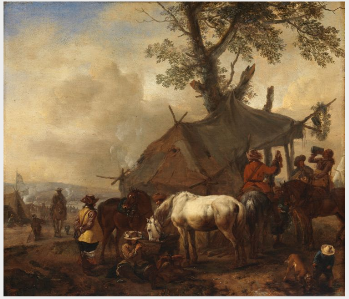 Cavalry Halted at a Sutler's Tent, 1655, Philips Wouwerman