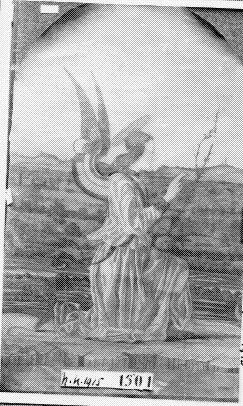 Angel of annunciation kneeling in landscape, 1460, Francesco del Cossa