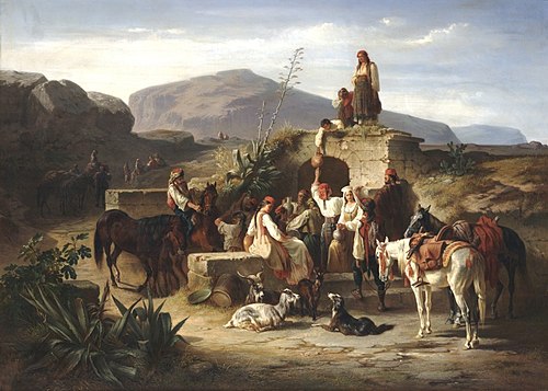 Dalmatian Peasants at the Spring, 1869, Eugen Adam