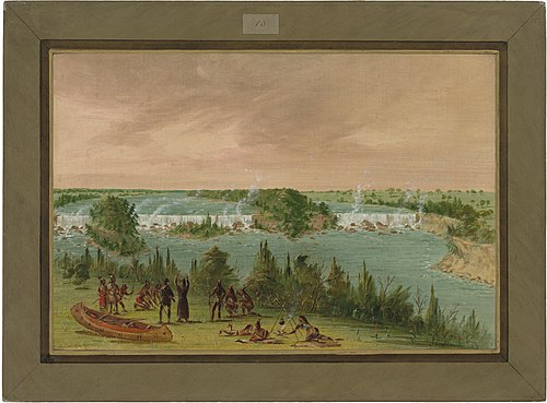 Father Hennepin and Companions at the Falls of St. Anthony.  May 1, 1680, 1847, George Catlin