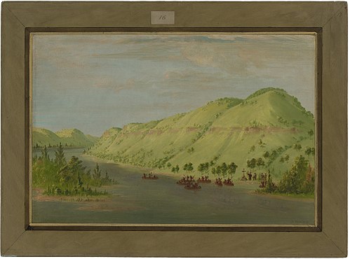 Father Hennepin Leaving the Mississippi to Join La Salle.  May 8, 1680, 1847, George Catlin