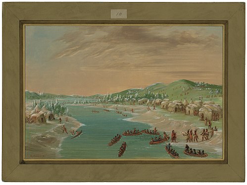 La Salle and Party Arrive at the Village of the Illinois.  January 1, 1680, 1850, George Catlin