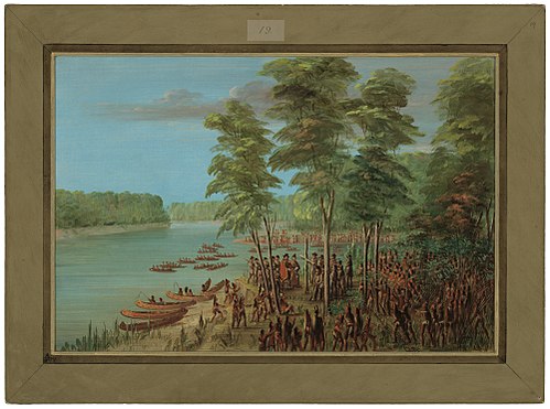 La Salle Taking Possession of the Land at the Mouth of the Arkansas.  March 10, 1682, 1847, George Catlin