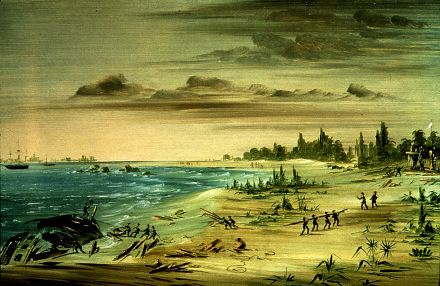 Wreck of the Aimable, on the Coast of Texas. 1685, 1847, George Catlin