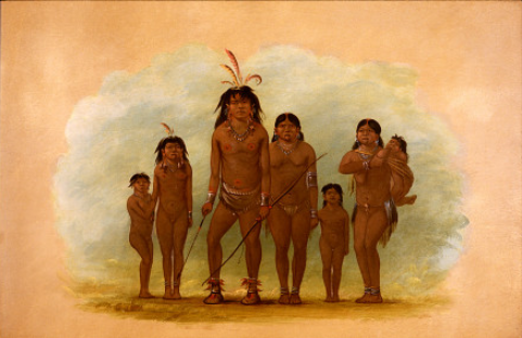 Lengua Chief, His Two Wives, and Four Children, 1870, George Catlin