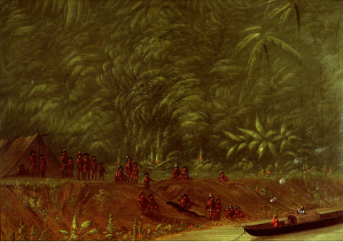A Mura Encampment - Boat Sketch, 1875, George Catlin