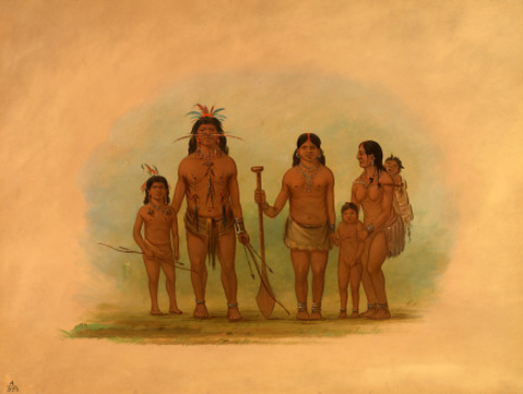 Orejona Chief and Family, 1874, George Catlin