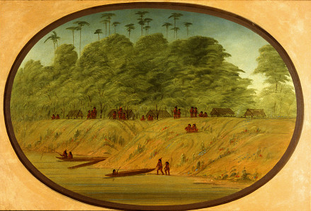 A Small Village - Payaguas Indians, 1867, George Catlin