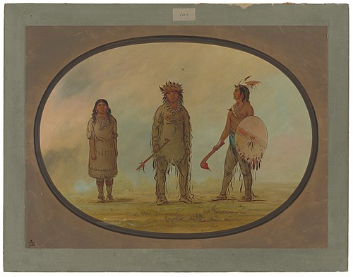 Athapasca Chief, His Wife, and a Warrior, 1868, George Catlin