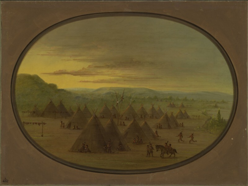 A Crow Village of Skin Tents on the Salmon River, 1866, George Catlin