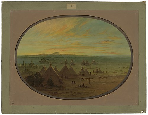 A Crow Village on the Salmon River, 1865, George Catlin