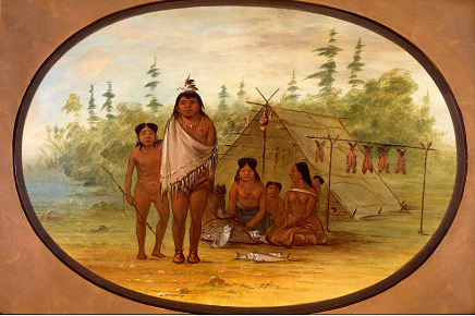 A Flathead Chief with His Family, 1871, George Catlin