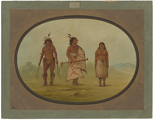 Mohave Chief, a Warrior, and His Wife, 1862, George Catlin