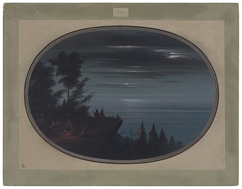Nayas Village at Night, 1876, George Catlin