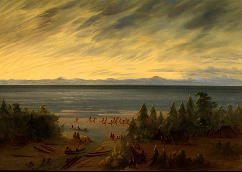 Nayas Village at Sunset, 1875, George Catlin