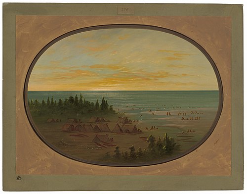 Nayas Village - Indians Bathing, 1862, George Catlin