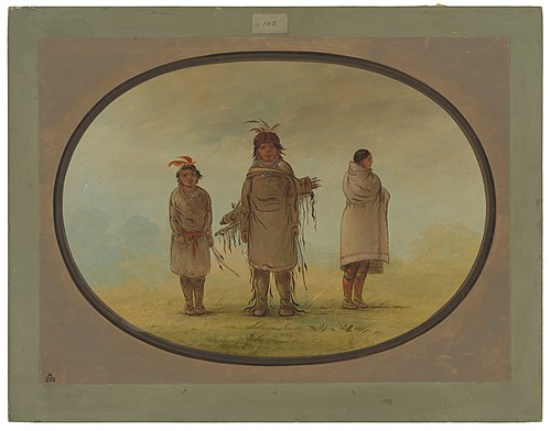 A Stone Warrior, His Wife, and a Boy, 1862, George Catlin
