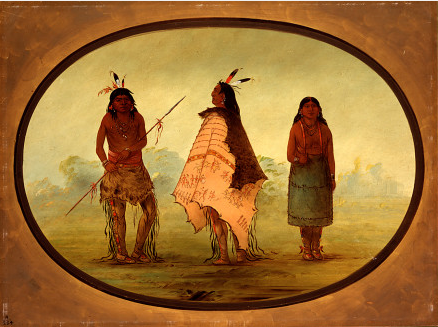 Two Apachee Warriors and a Woman, 1862, George Catlin
