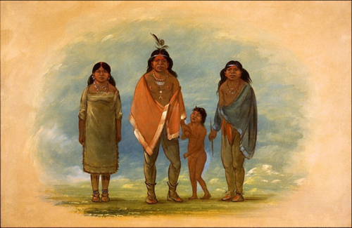Patagon Chief, His Brother, and Daughter, 1874, George Catlin