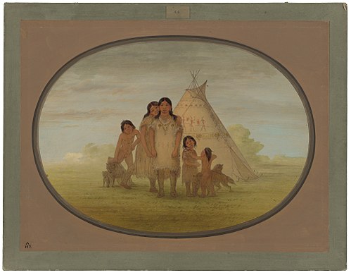 Camanchee Chief's Children and Wigwam, 1861, George Catlin