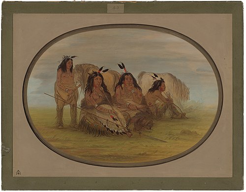 Camanchee Chief with Three Warriors, 1861, George Catlin