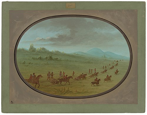 Halsey's Bluff - Sioux Indians on the March, 1861, George Catlin