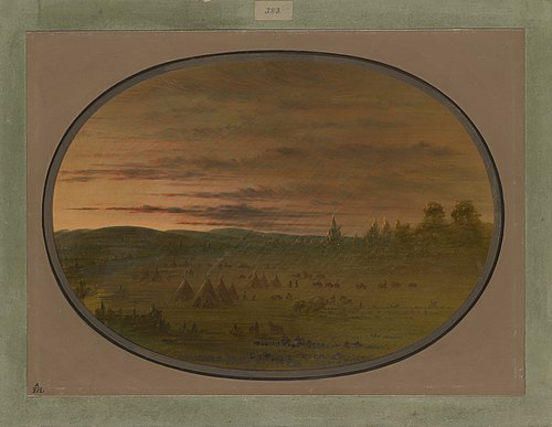 An Indian Encampment at Sunset, 1861, George Catlin
