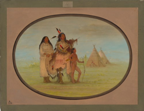 A K'nisteneux Warrior and Family, 1861, George Catlin