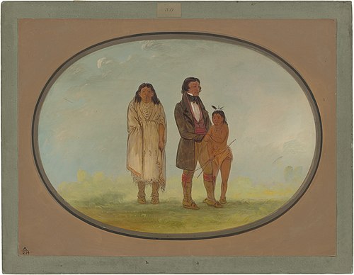 Kaskaskia Chief, His Mother, and Son, 1861, George Catlin